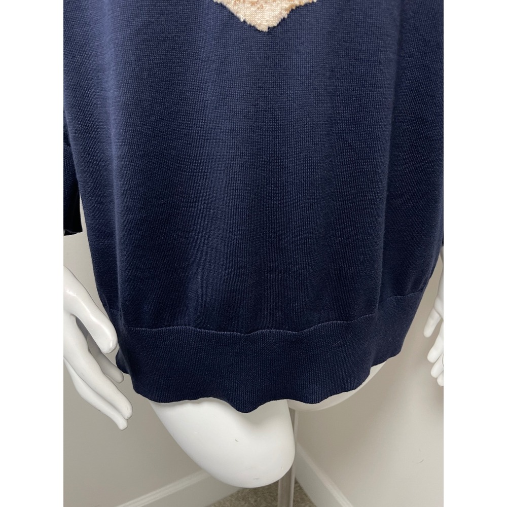 Lands End Navy Supima Cotton Golden Retriever Reindeer Antler Sweater XL Tall 18 - Picture 4 of 9
